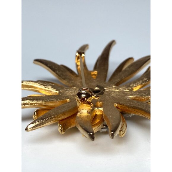 Atomic Sputnik Starburst Rhinestone Brooch Clip Earrings Set Two Tone Metal VTG - Picture 8 of 16